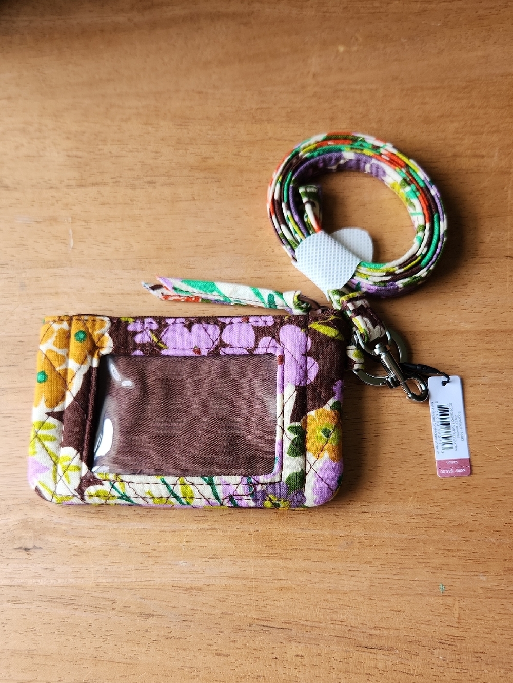 Vera Bradley Zip ID Case & Lanyard Evening Garden NWT